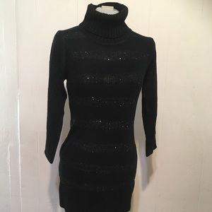NWT Pink angel love knit black turtleneck sequin mini dress